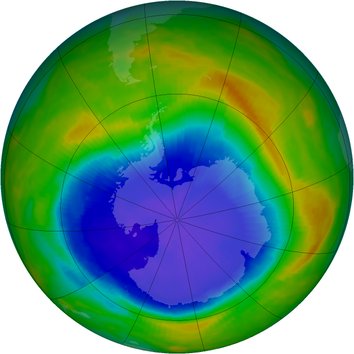 Antarctic ozone map for 02 November 1987